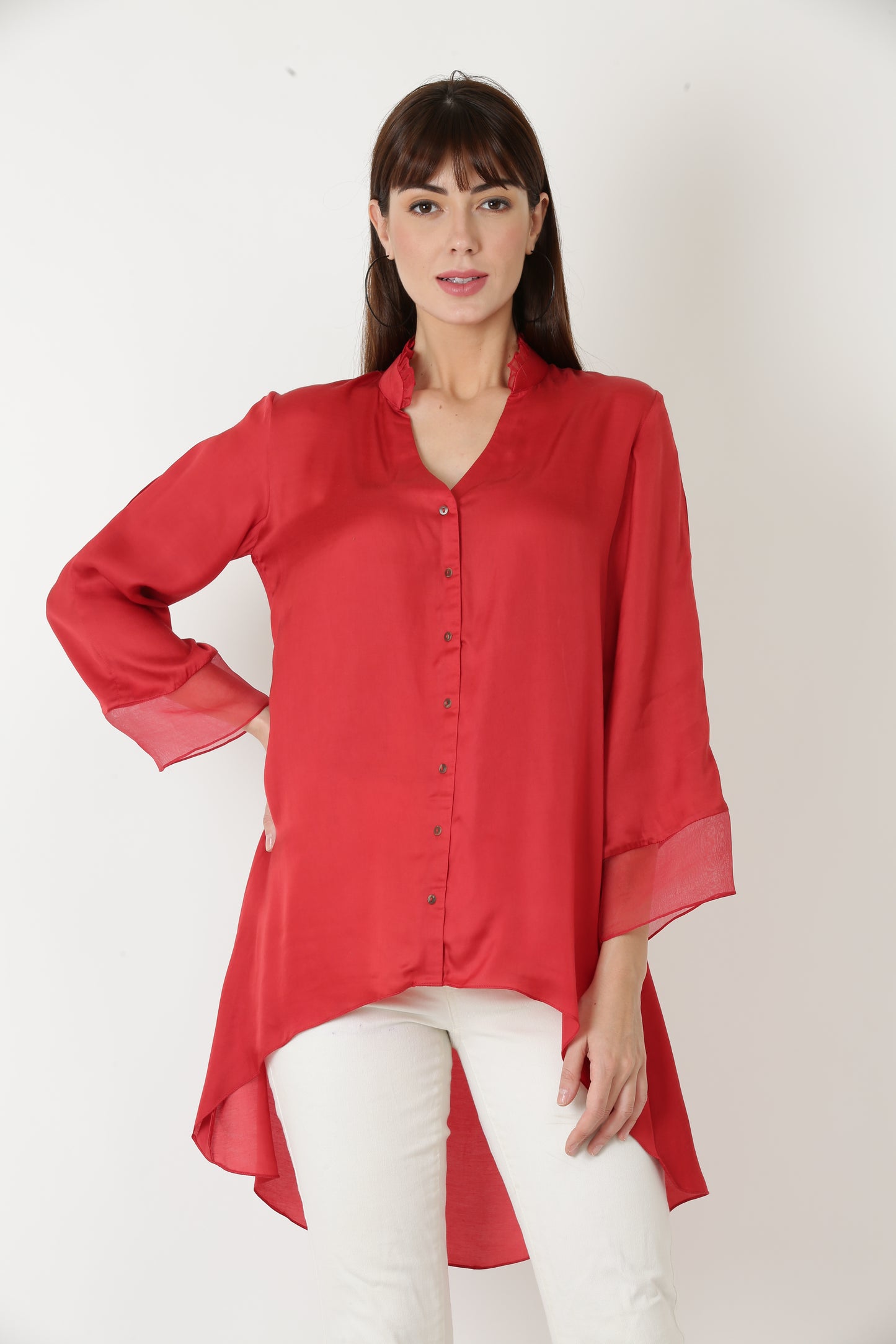 Red Silk Long and Short Tunic